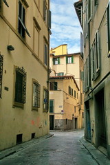 Fototapeta premium View of small street in the historical town of Florence