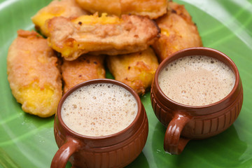 Banana fry, Pazham Pori traditional Kerala snack sweet food fried in coconut oil for tea time snack, Onam, Vishu festival
