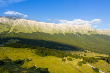 aerial view of the majella mountain area abruzzo italy