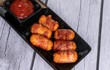 Pizzas, Fried Chicken, Sausages. 