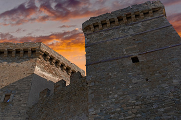 ancient historic Genoese castle or fortress