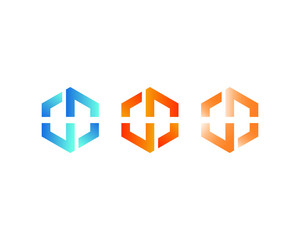 hexagon logo set. Vector gradient icons. Stock illustration.