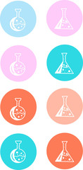 Vector chemical icons. A set of colorful design templates for icons and logos-the highlight of the history of social networks.