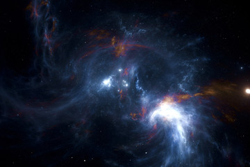 Abstract colorful light elements on dark background. 