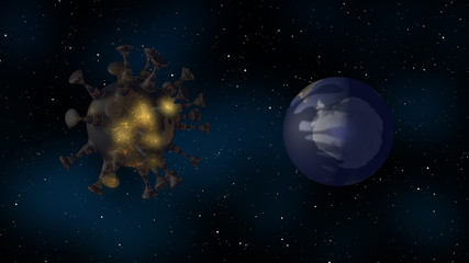 3d render global map showing the corona virus cases reaching to a million people