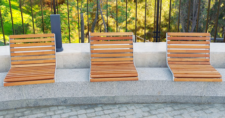 beautiful modern benchs in a city Park