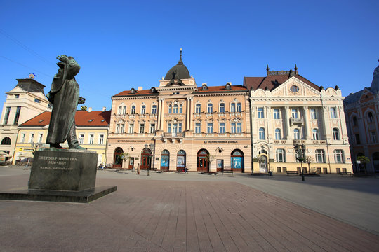 NOVI SAD, SERBIA - APRIL 03: View of Liberty Square (Trg Slobode) in Novi Sad, which in this city keeps the summer music festival EXIT. Photographed the in Novi Sad, Serbia on April 03, 2016