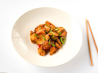 Chicken in sweet and sour sauce (chicken fillet, sweet and sour sauce, spices, Chinese wine)