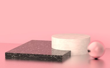 3d marble podium minimal pastel studio background. Abstract 3d geometric shape object illustration render.
