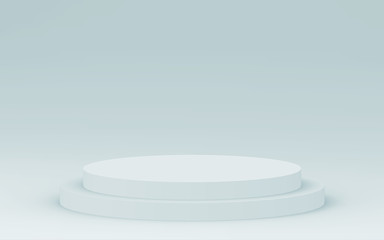 3d gray white bright cylinder podium minimal studio background. Abstract 3d geometric shape object illustration render.