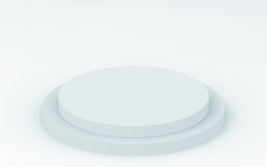 3d gray white bright cylinder podium minimal studio background. Abstract 3d geometric shape object illustration render.