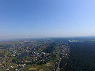 Aerial view of the saburb landscape (drone image). Near Kiev