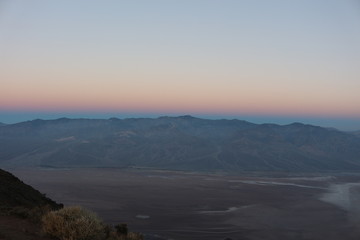 Dante's view, lookout over Badwater basin Death Valley at sunrise in summer