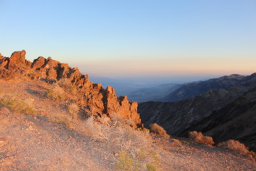 Fototapeta premium Dante's view, lookout over Badwater basin Death Valley at sunrise in summer