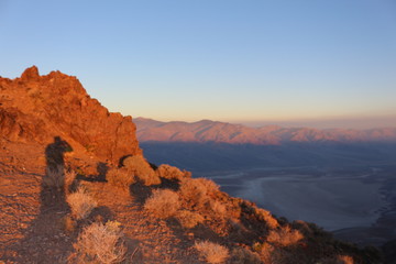 Dante's view, lookout over Badwater basin Death Valley at sunrise in summer