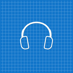 Blue banner with headphones icon