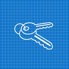 Blue banner with keys icon