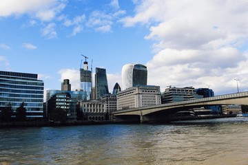 london skyline and river thames