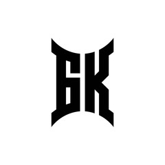 GK monogram logo with curved side