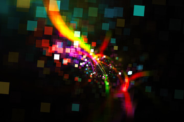Abstract colorful light elements on dark background. 