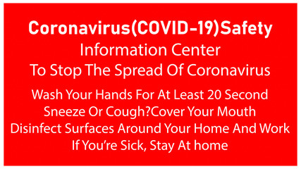 the text of the Coronavirus stay home saty safe 