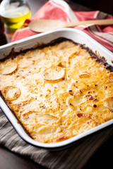 american dinner, au gratin potatoes