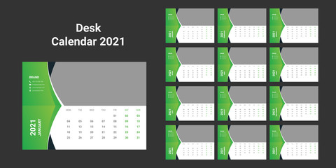 Fototapeta premium Desk Calendar 2021 Template Design.