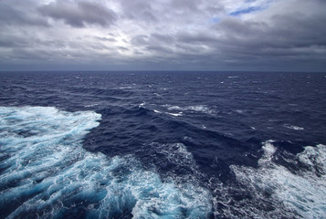 White Water and Waves on a Stormy Day at Sea