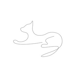 Cat animal on white background line drawing. Vector illustration