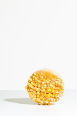 Frozen food vegetable corn on white background. Healthy eating concept