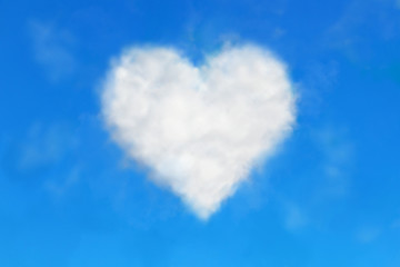 Naklejka na ściany i meble White heart-shaped cloud in the blue sky