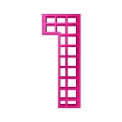 3D NUMBER TEXT MADE OF MAGENTA GRID PATTERN LINES