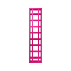 3D ENGLISH ALPHABET TEXT MADE OF MAGENTA GRID PATTERN LINES