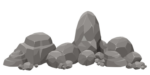 並んだ岩と石のイラスト_グレー