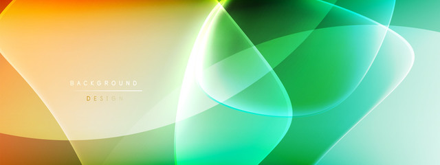 Vector abstract background - liquid bubble shapes on fluid gradient with shadows and light effects. Shiny design template for text
