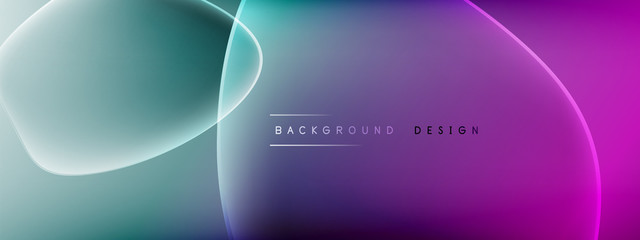 Vector abstract background - liquid bubble shapes on fluid gradient with shadows and light effects. Shiny design template for text