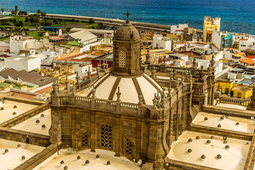 A view down the roof top of the nave of the Santa Anna Cathedral Las Palmas, Gran Canaria on a sunny day