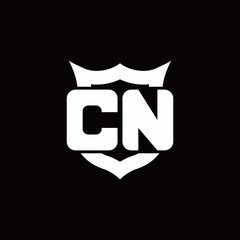 CN Logo monogram with shield around crown shape design template