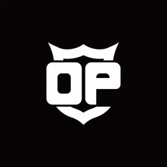 DP Logo monogram with shield around crown shape design template