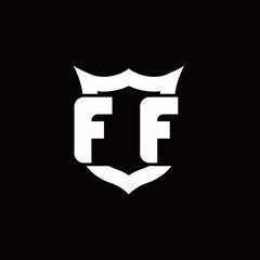 FF Logo monogram with shield around crown shape design template
