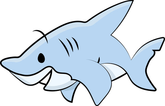 Cartoon shark swimming underwater vector illustration for children