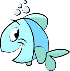 Cute cartoon fish swimming underwater vector illustration for children