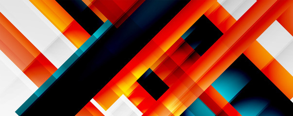 Geometric abstract backgrounds with shadow lines, modern forms, rectangles, squares and fluid gradients. Bright colorful stripes cool backdrops