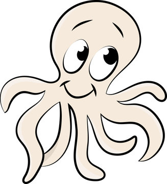 Cartoon octopus swimming underwater vector illustration