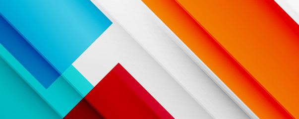 Geometric abstract backgrounds with shadow lines, modern forms, rectangles, squares and fluid gradients. Bright colorful stripes cool backdrops