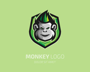 Colorful monkey with shield logo