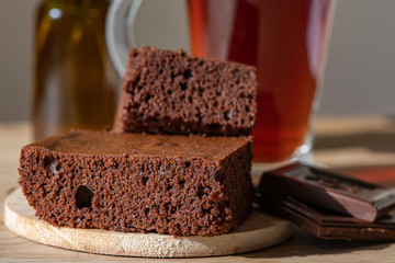 piece of chocolate cake with chocolate