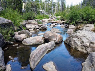 Large bolders in river near lake tahoe 