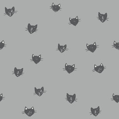 Cute seamless pattern with hand drawn kittens
