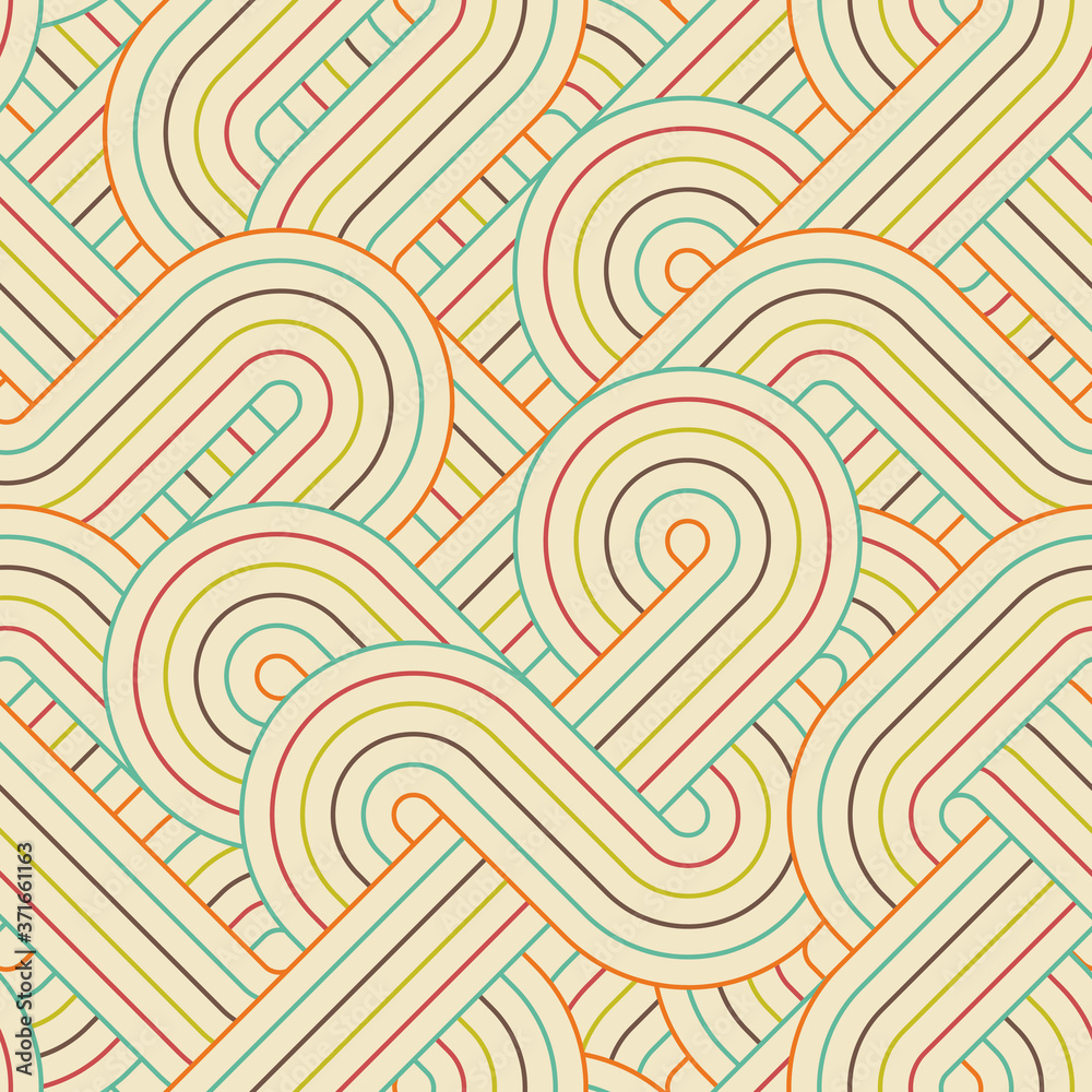 Poster Seamless abstract retro lines pattern